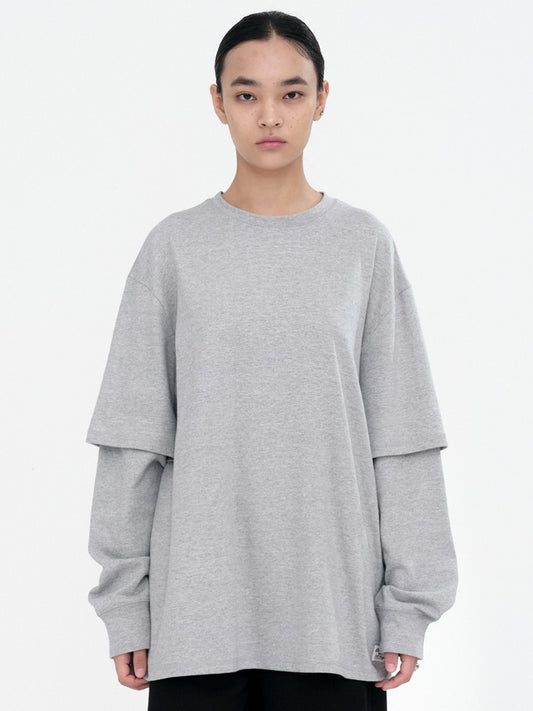 Double Sleeve T-Shirts [Melange Gray]