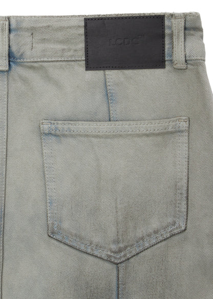 DIRTY WASHED DENIM SKIRT (DUSTY GREY)