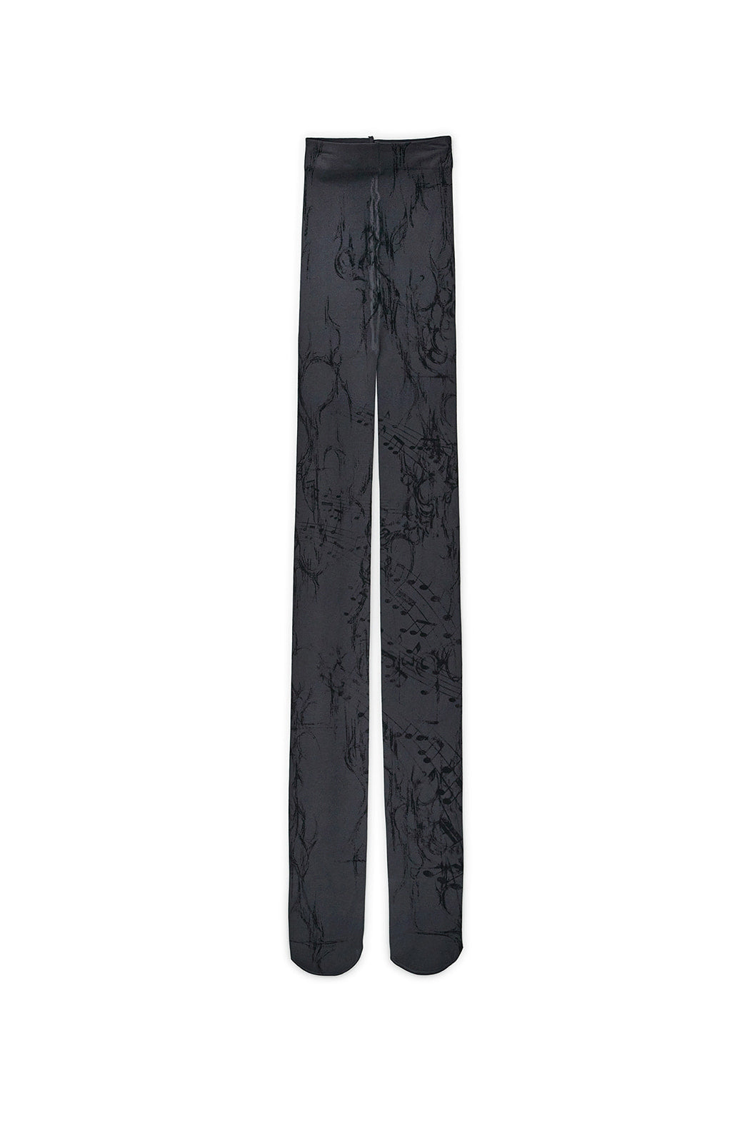 Music note printed tights (Charcoal)