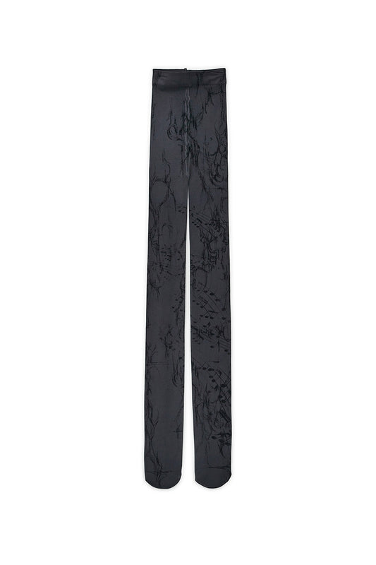 Music note printed tights (Charcoal)