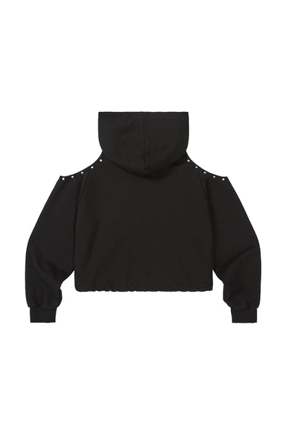 129 Cutout Overfit Hoodie / Black