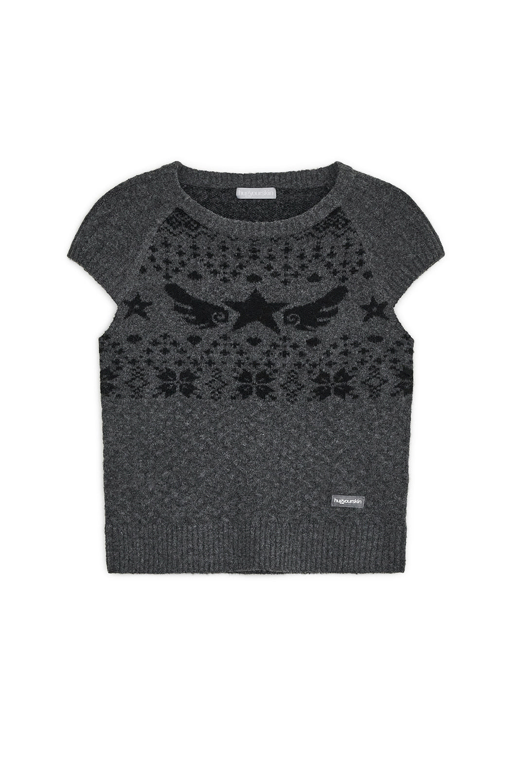 Star-wing knit top (Charcoal)