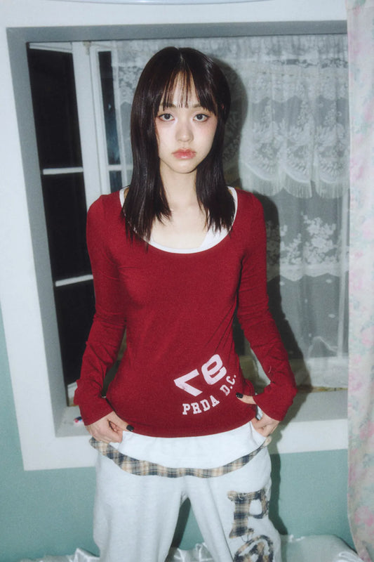 97 PDC LOGO LAYERED LONG SLEEVE / BURGUNDY