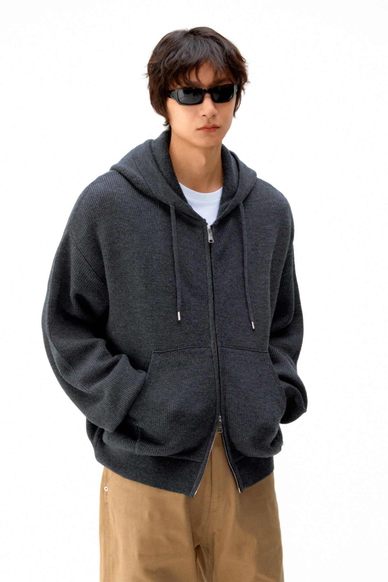 Essential Knit Hooded Zip-Up / 2 Color