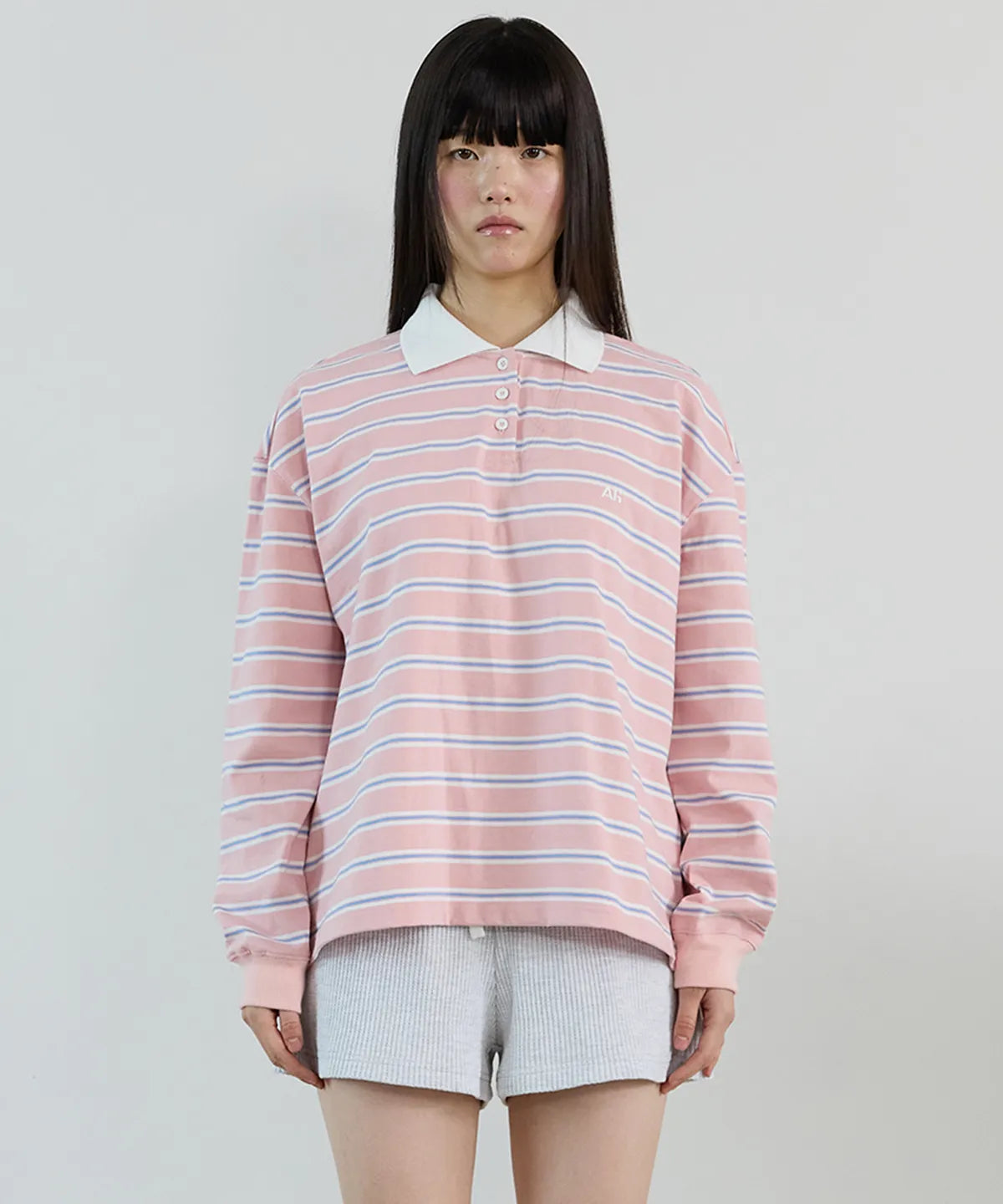 Oversize Stripe Rugby Tee Pink