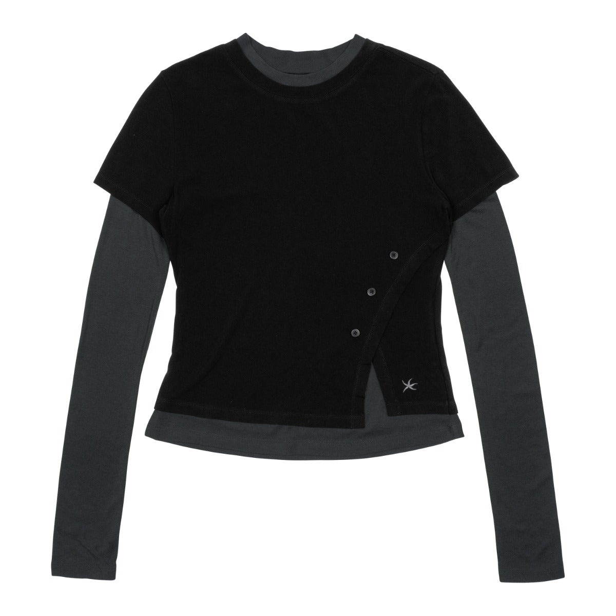 TCM layered button long sleeve (black)