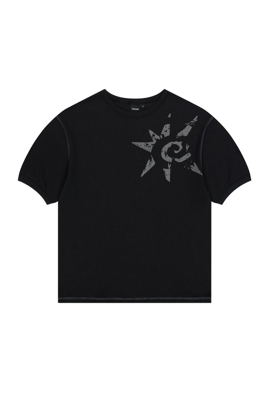 Ribbed Star Ringer Top (Black)