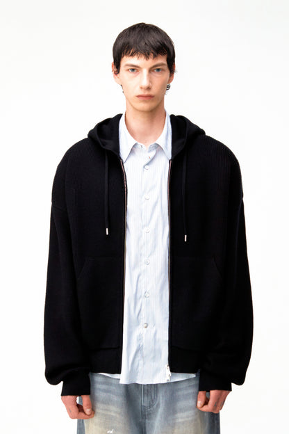 Essential Knit Hooded Zip-Up / 2 Color