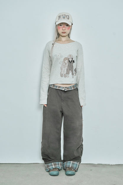 HUGYOURSKIN X JUBA printed button top (Oatmeal)