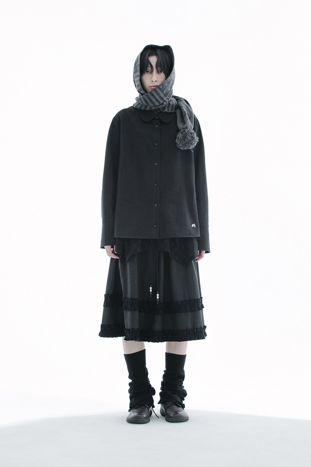 Signature round collar shirts (Black)