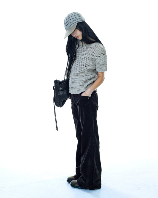 STRIPE POINT CROSS BAG CHARCOAL
