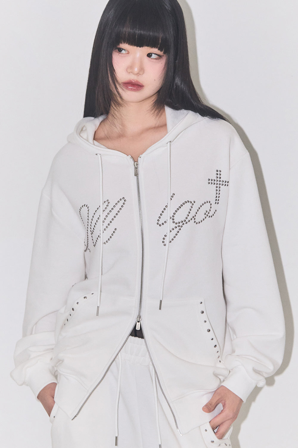 Cross Hotfix Hood Zip-Up White