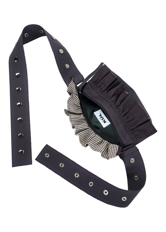 Boho ruffle belt bag [Grape]