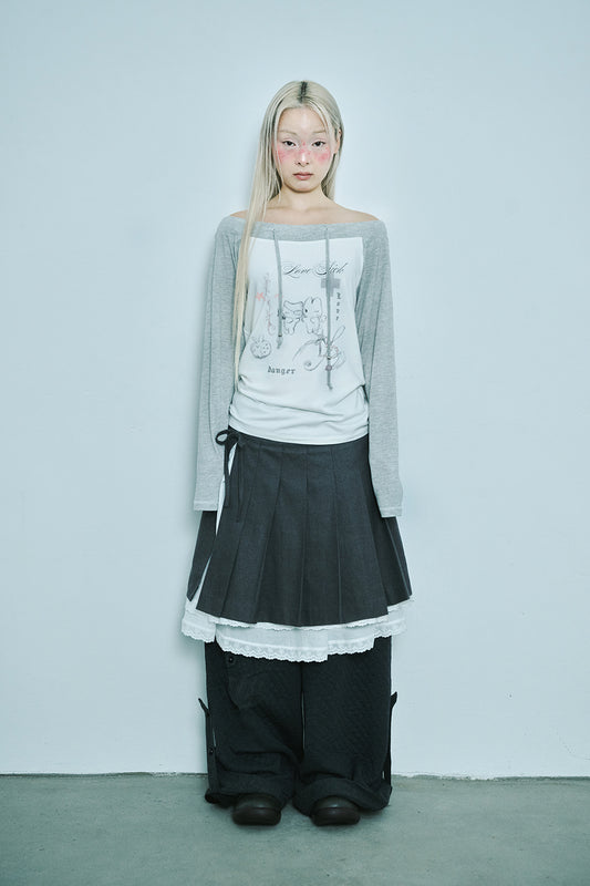 Love sick drawing off-shouler top (Ivory)