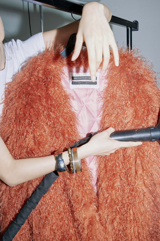 Faux Fur Middle Jacket Burnt Orange