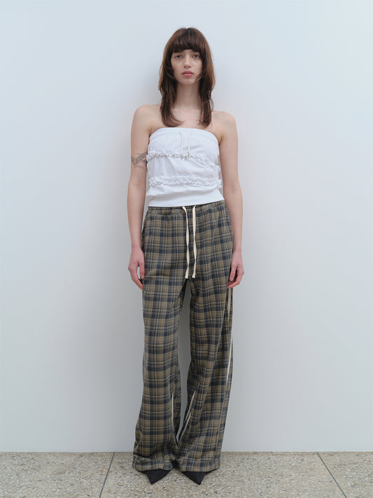 Curved Loose Track Pants [Brown]