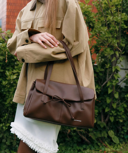 bella Ribbon Shoulder Bag - brown