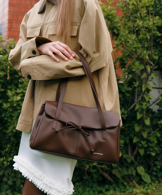 bella Ribbon Shoulder Bag - brown