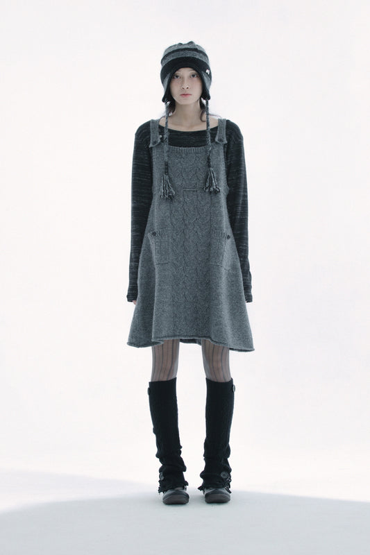 Strap knit dress (Charcoal)