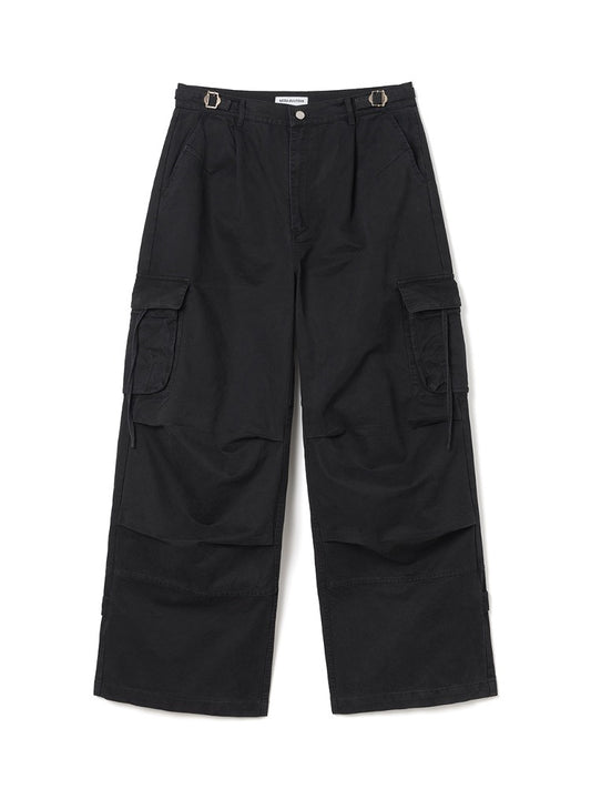 Garment Washed Silhouette Pants [Black]