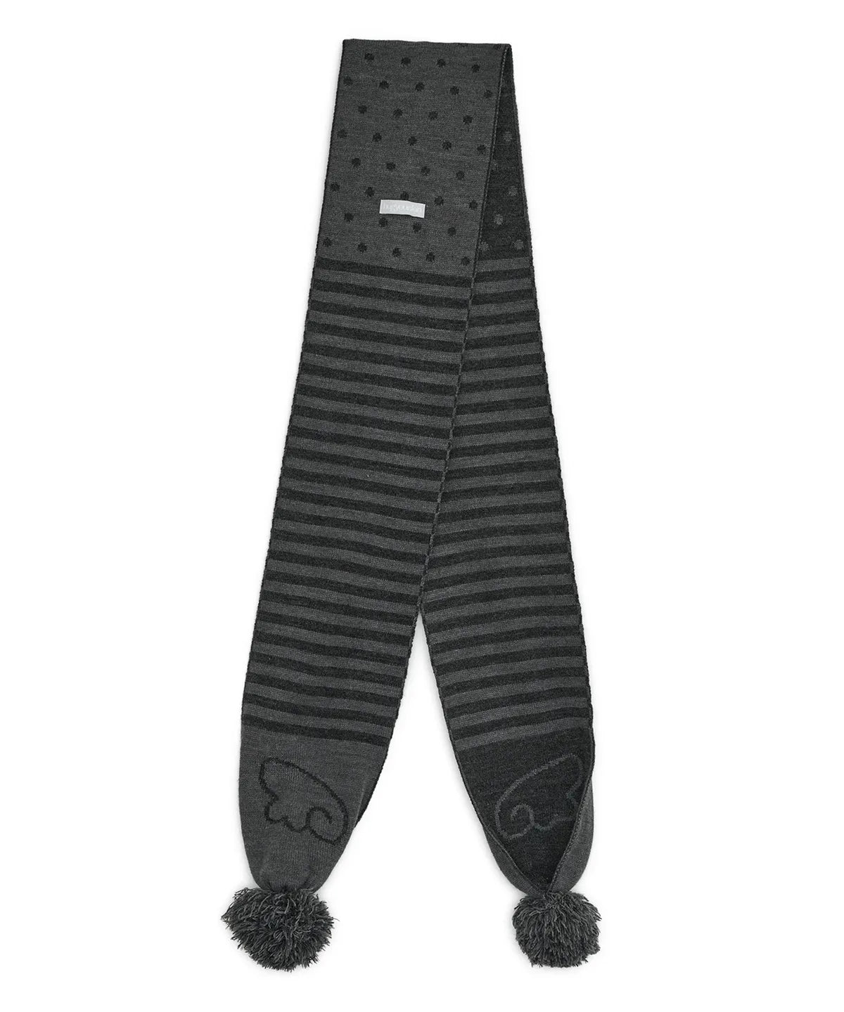 Angel Wing Stripe Pom Muffler / Charcoal