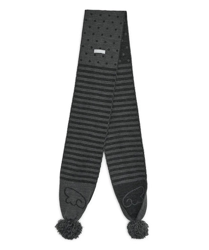 Angel Wing Stripe Pom Muffler / Charcoal