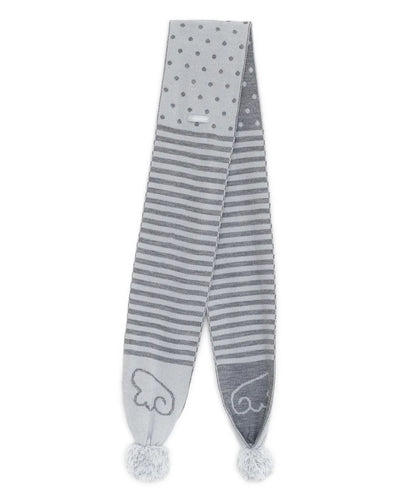 Angel Wing Stripe Pom Muffler / Grey