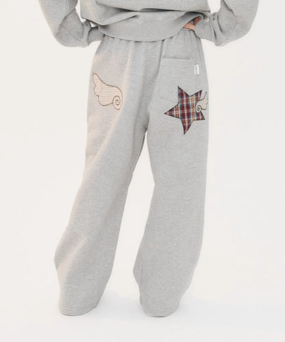 Angel star patch sweatpants / Grey