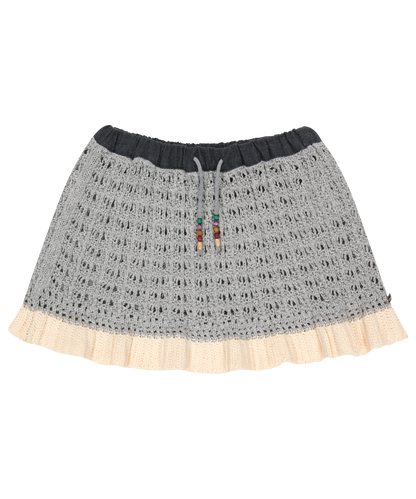 LAYERED KNIT SKIRT MELANGE GRAY