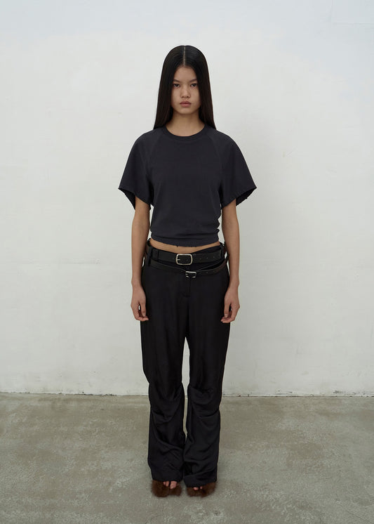 WASHED RAGLAN T-SHIRT (DARK GREY)