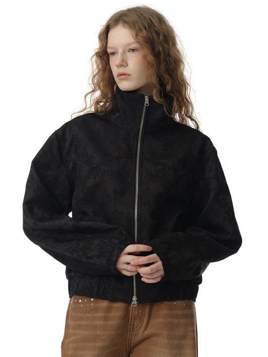 Satin Jacquard Blouson [Black]