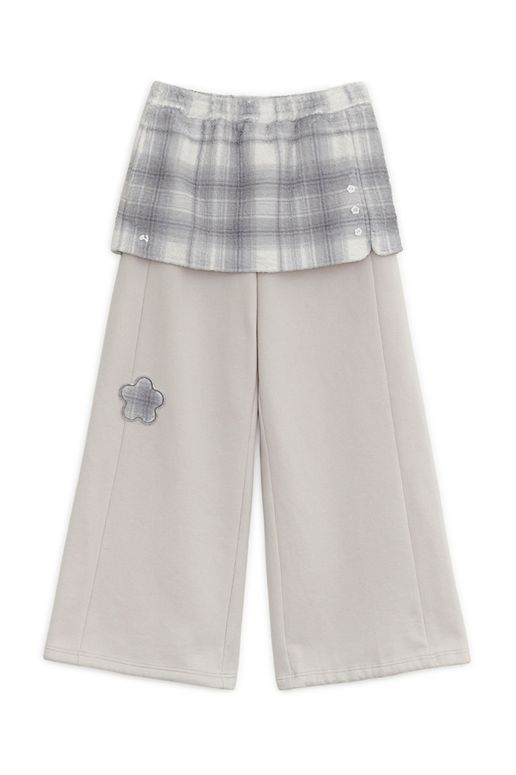 Fleece skirt jogger pants (Pink gray)