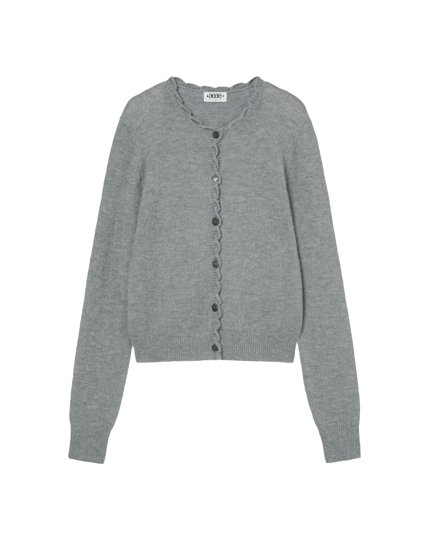 SCALLOP ROUND NECK CARDIGAN [LIGHT GREY]