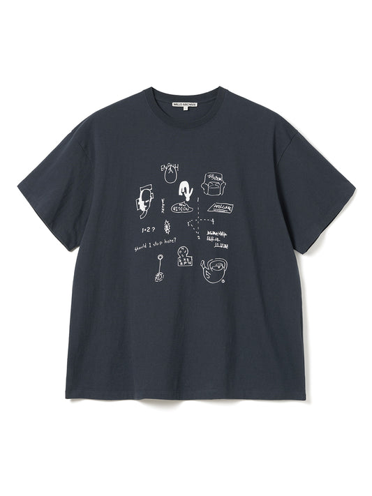 New Vision Doodle Graphic T-Shirts [Navy]