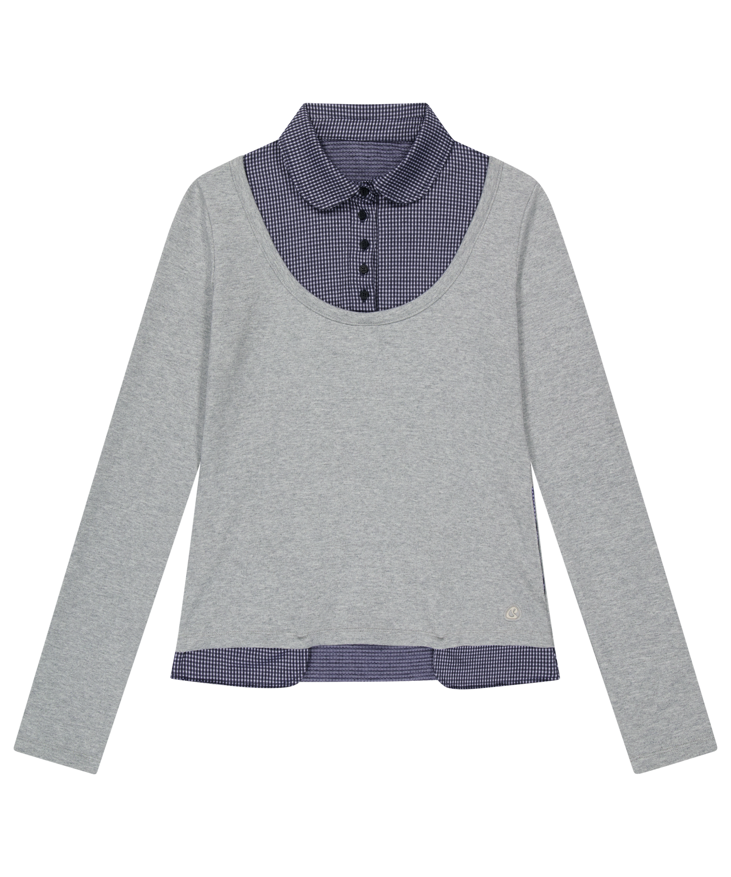 REVERSIBLE COLLAR LONGSLEEVES MELANGE GRAY