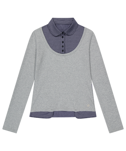 REVERSIBLE COLLAR LONGSLEEVES MELANGE GRAY