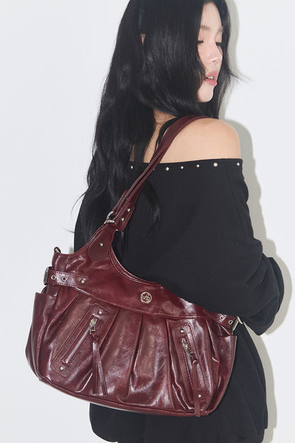 Amber Buckle Shoulder Back Burgundy