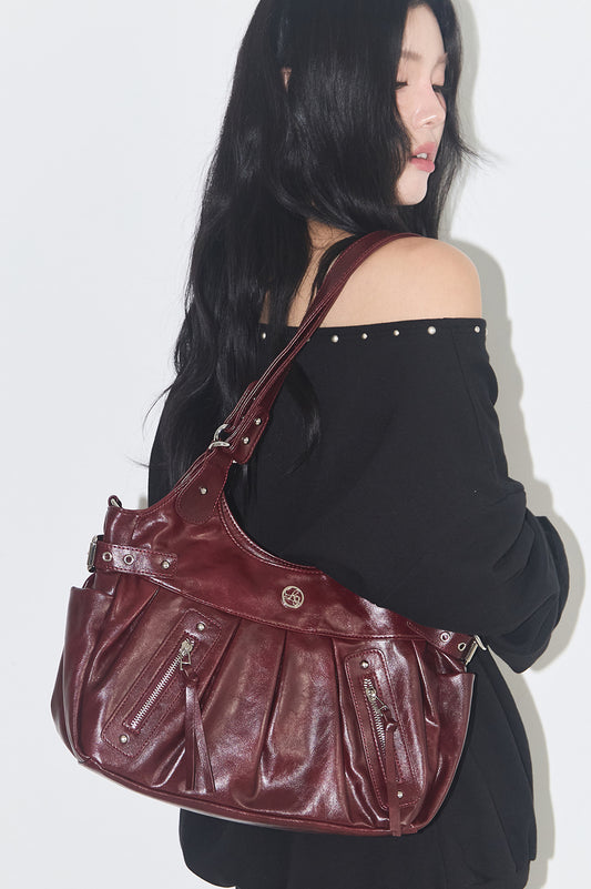 Amber Buckle Shoulder Back Burgundy