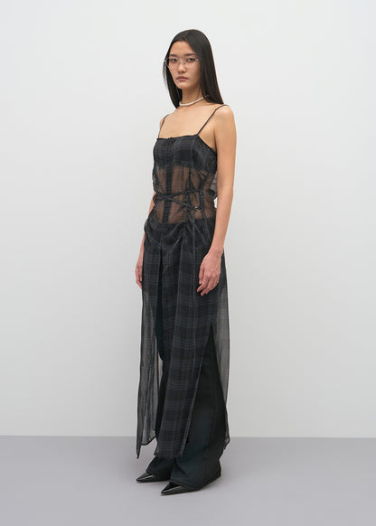 HOOK DETAIL CHIFFON DRESS_CHECKED / 2 Color