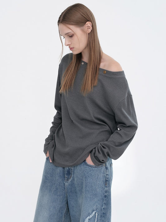 Button Mix T-Shirts [Charcoal]