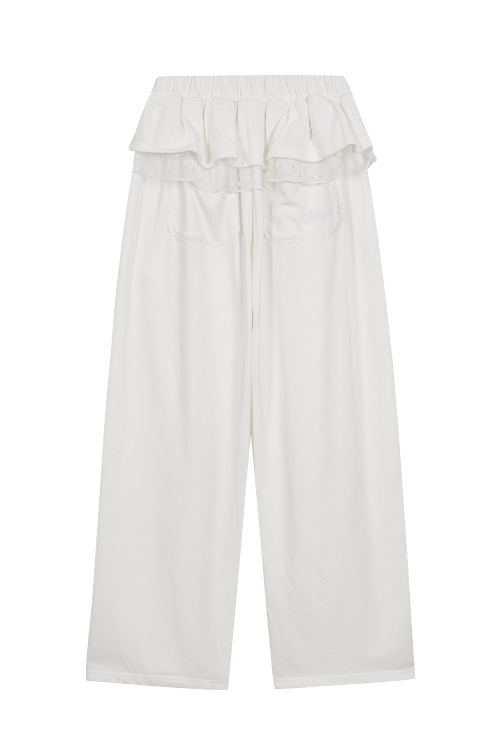 Bloom Ruffle Lace Sweatpants / White