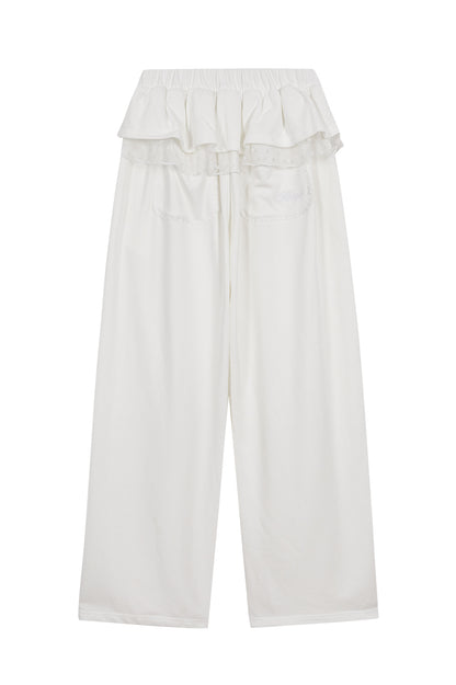 Bloom Ruffle Lace Sweatpants / White