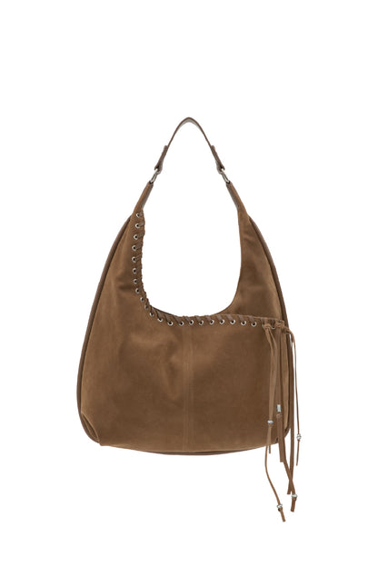Medium Slash Hobo Bag / Suede beige