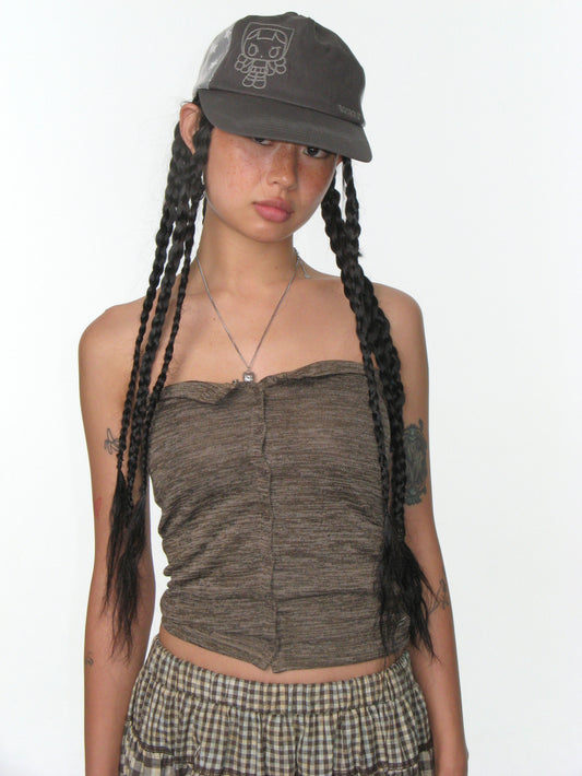 KNIT TUBE TOP BROWN