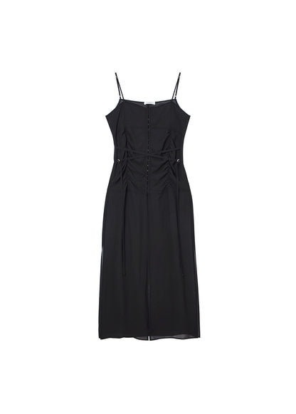 HOOK DETAIL CHIFFON DRESS_CHECKED / 2 Color