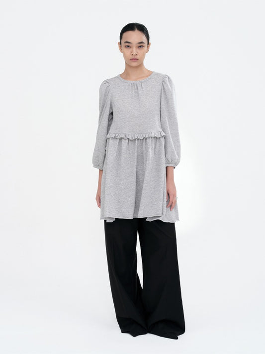 Puff Sleeve Jersey Dress [Melange Gray]