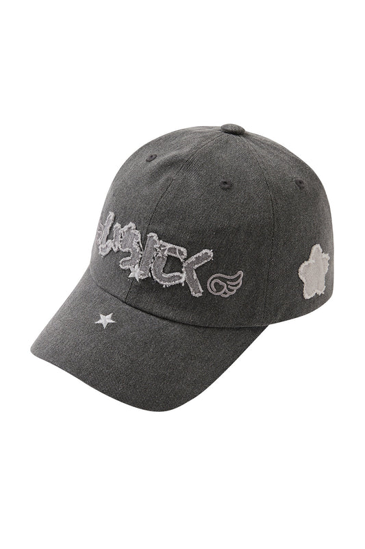 Angel Applique Ball Cap Charcoal