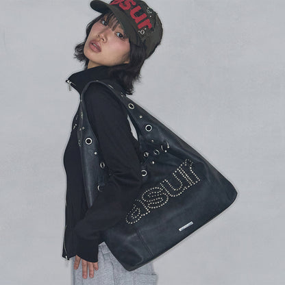 Crash Eyelet Shoulder Bag / Black