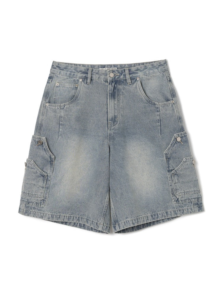 Double Fade Half Denim Pants [Sand Blue]