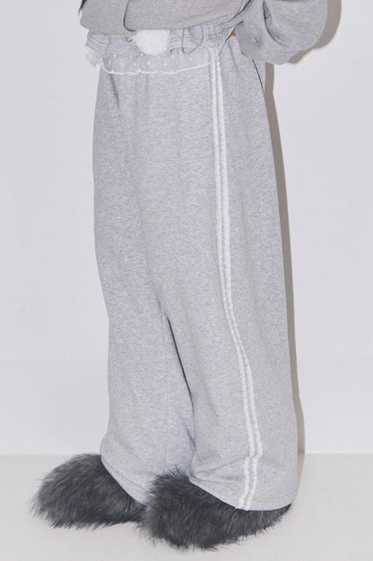 Bloom Ruffle Lace Sweatpants / Gray